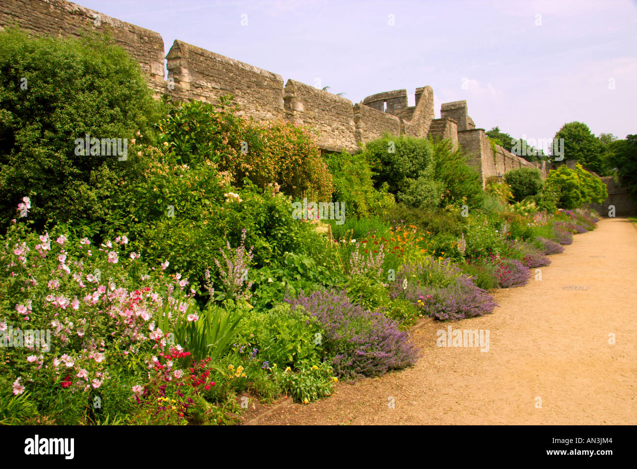 Les murs de la ville d'Oxford à New College Oxford Gardens Banque D'Images