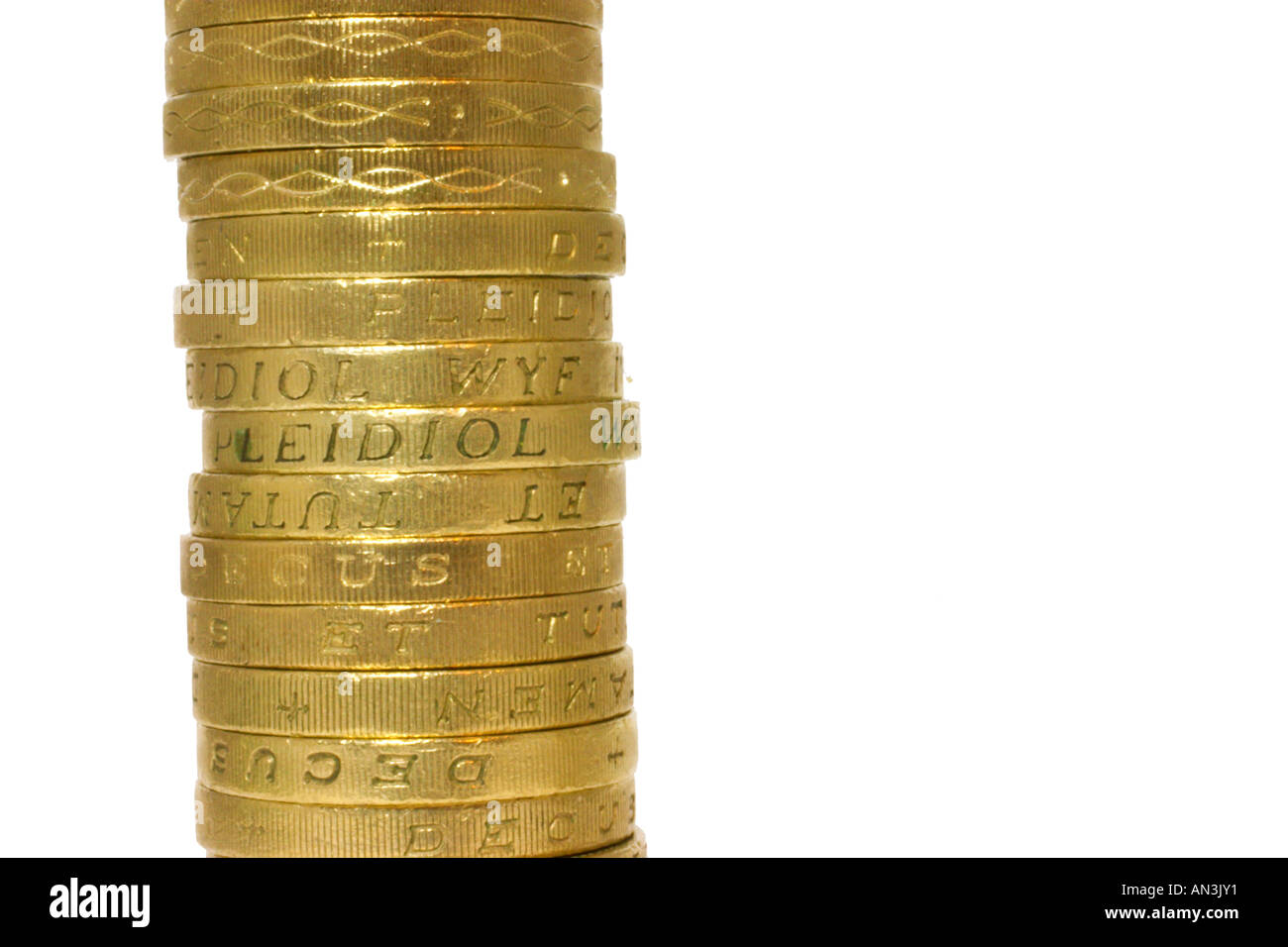 Des piles de pièces Livre britannique Banque D'Images