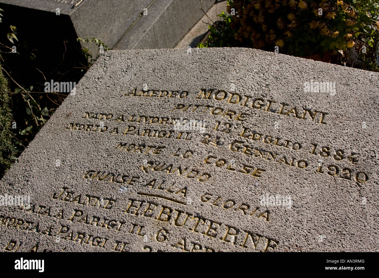 Cimetière du Père-Lachaise tombe d'Amedeo Modigliani Banque D'Images
