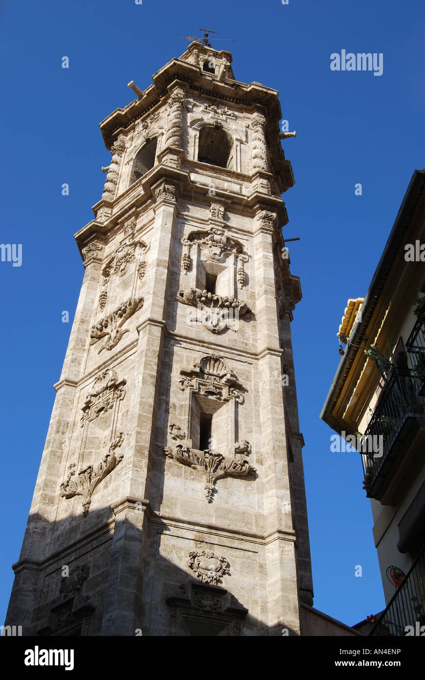 La tour de Miguelete, Plaza de la Reina, Valencia, Costa del Azahar, Valencia Province, Espagne Banque D'Images