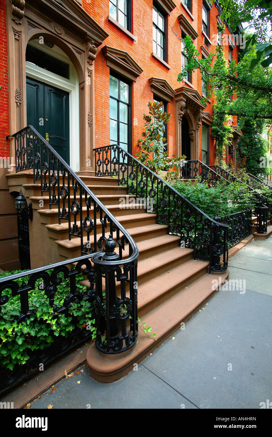 Street dans le quartier de Greenwich village New york city USA Banque D'Images