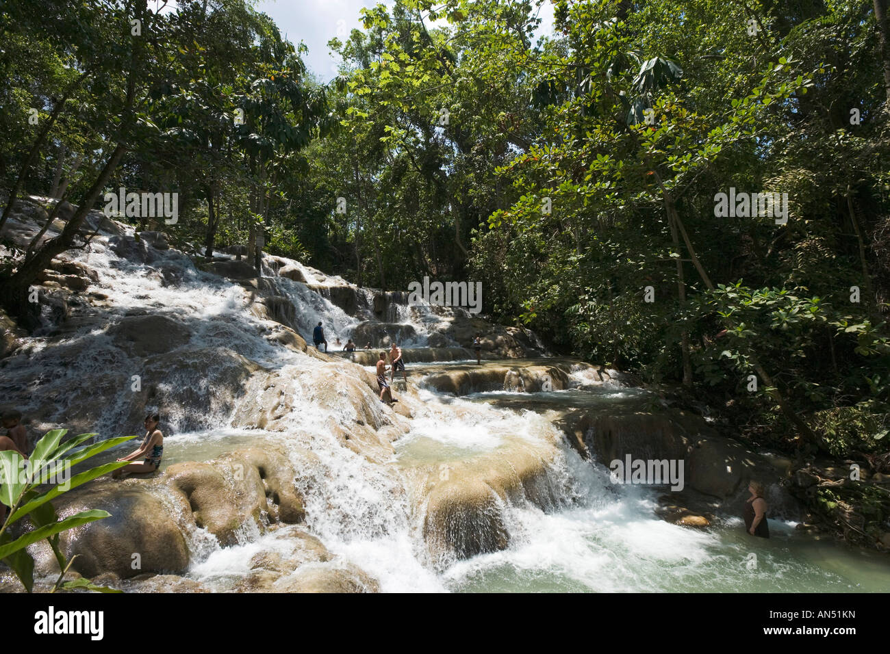 Dunns River Falls, Ocho Rios, Jamaïque, Caraïbes, Antilles Banque D'Images