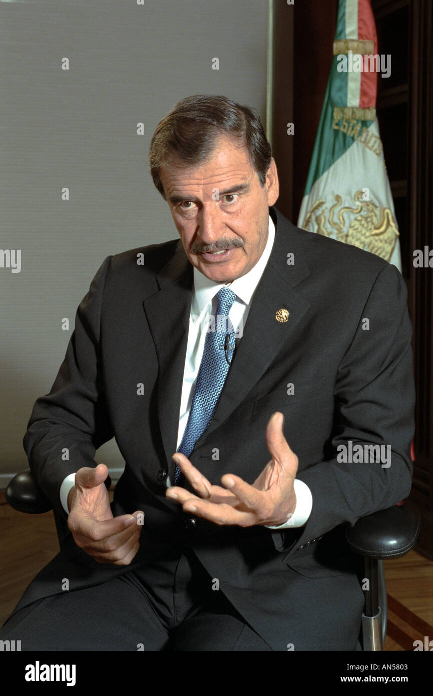 Le président Vicente Fox Quesada au cours d'une entrevue avec le magazine Time à la résidence officielle de Los Pinos en Mexico City Banque D'Images