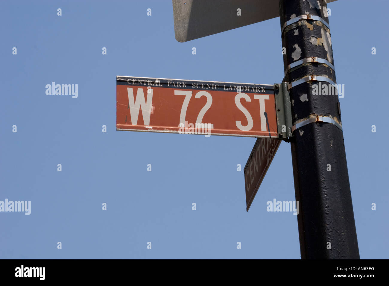 W 72 Street Sign la zone où John Lennon a été assassiné en 1980 Banque D'Images