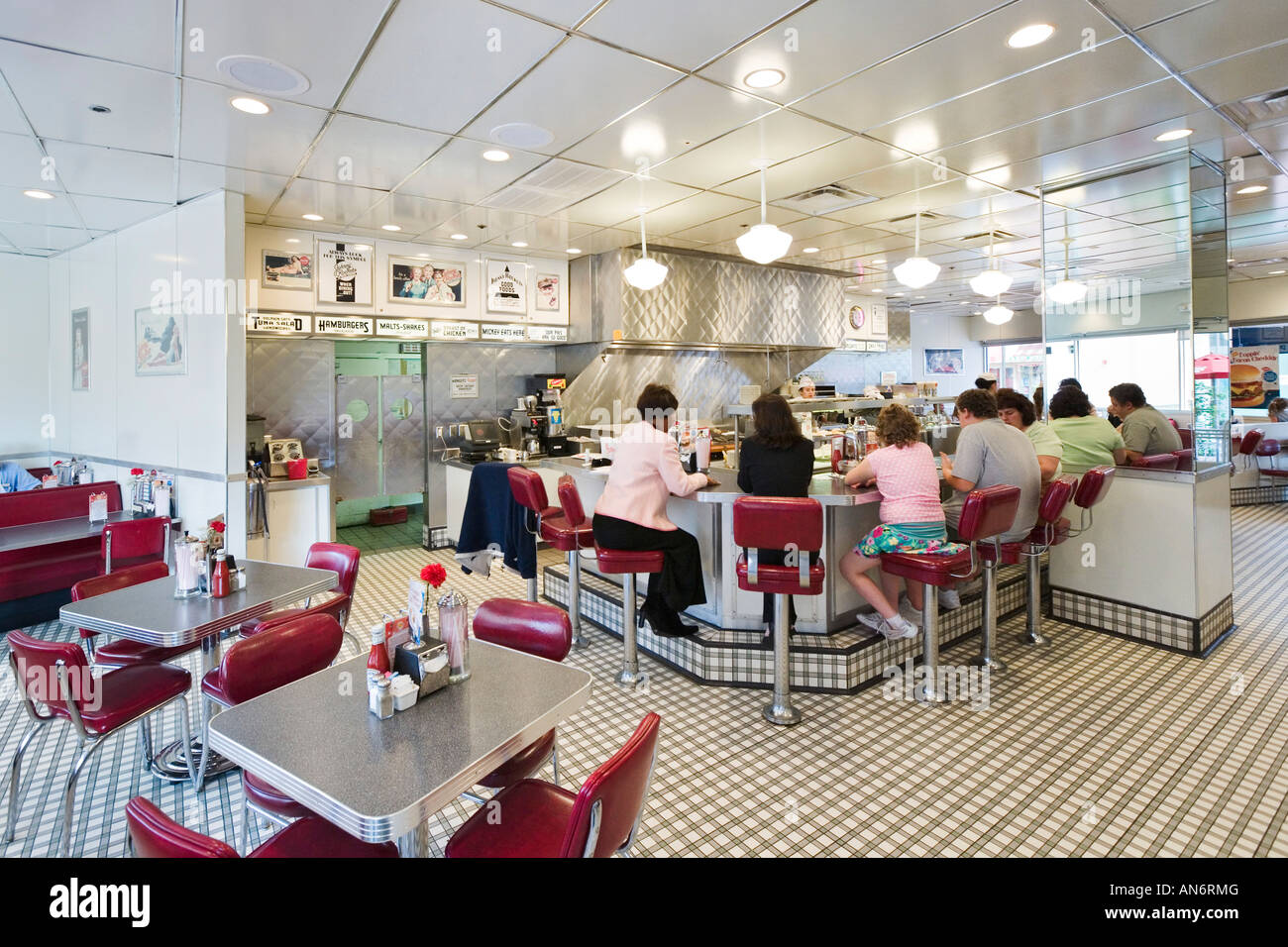 Johnny Rockets Retro Style restaurant de hamburgers, Pointe Orlando International Drive, Orlando, Florida, USA Banque D'Images