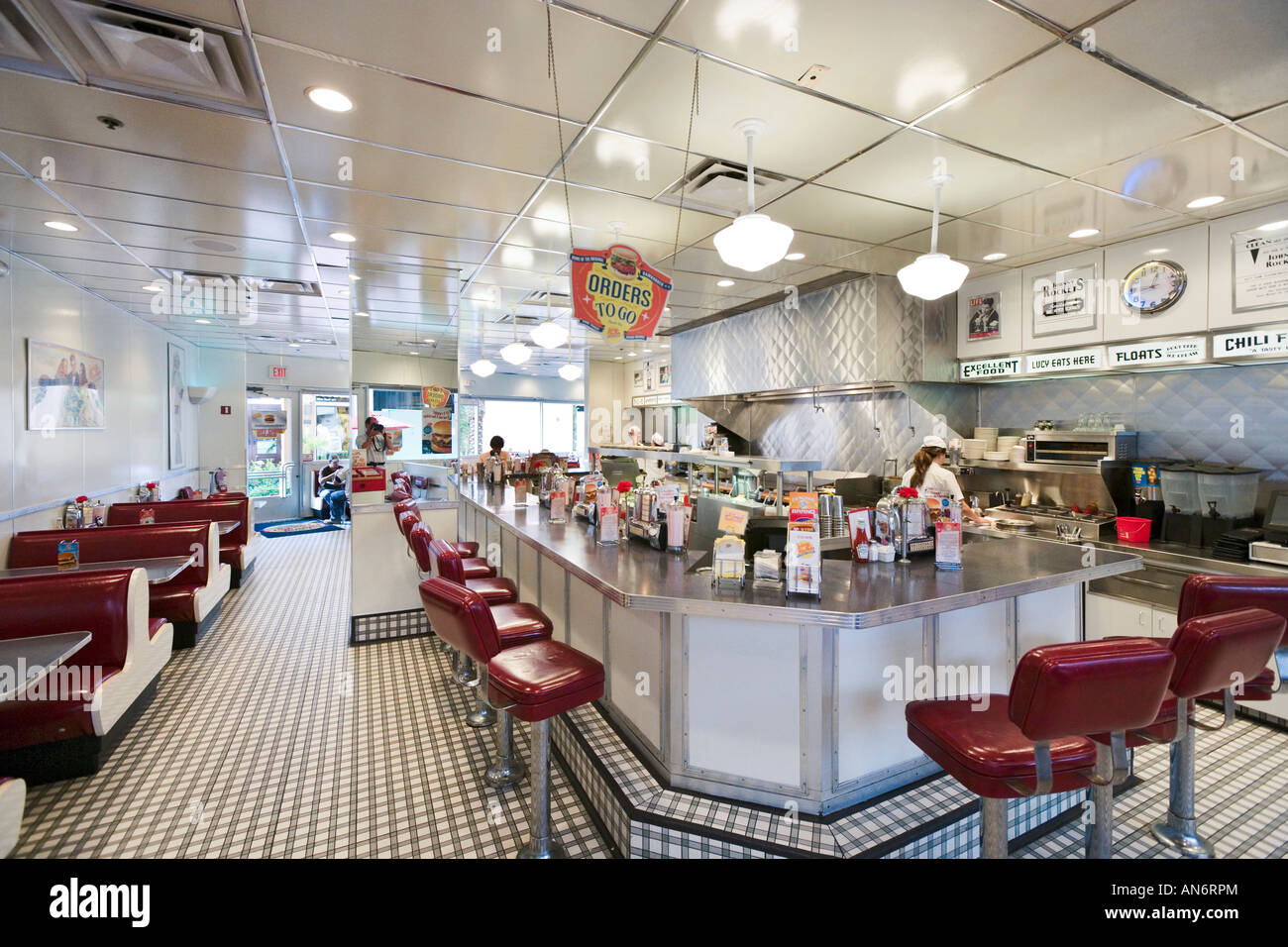 Johnny Rockets Retro Style restaurant de hamburgers, Pointe Orlando International Drive, Orlando, Florida, USA Banque D'Images