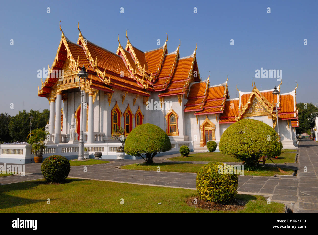 Le Wat Benchamabophit en Temple, Bangkok, Thaïlande Banque D'Images