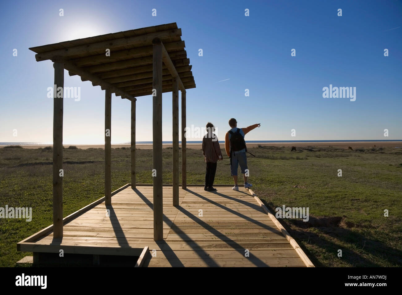 La province de Cádiz Tarifa Costa de la Luz Espagne conseil écologique à pied à travers le Parc Naturel de Los Lances Banque D'Images