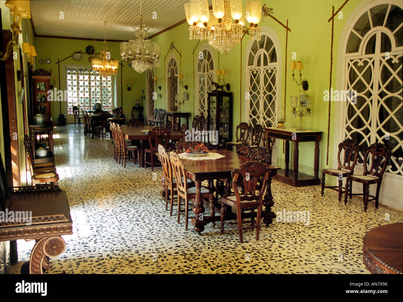 Salle à manger Goan Heritage House Portugais Menezes Braganza House, village Chandor, Goa, Inde Banque D'Images