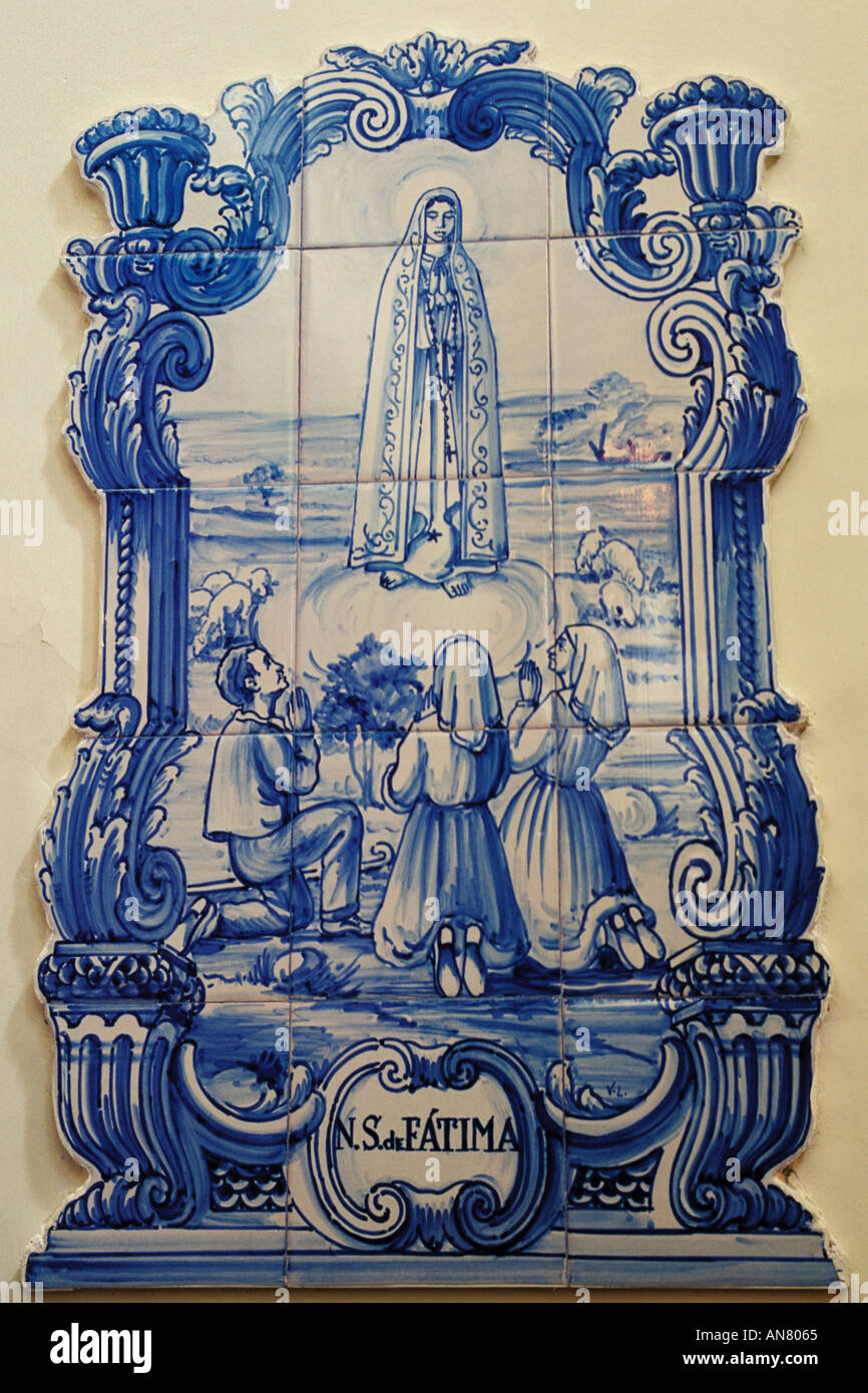 L'art religieux, tuile, Notre Dame de Fatima Banque D'Images
