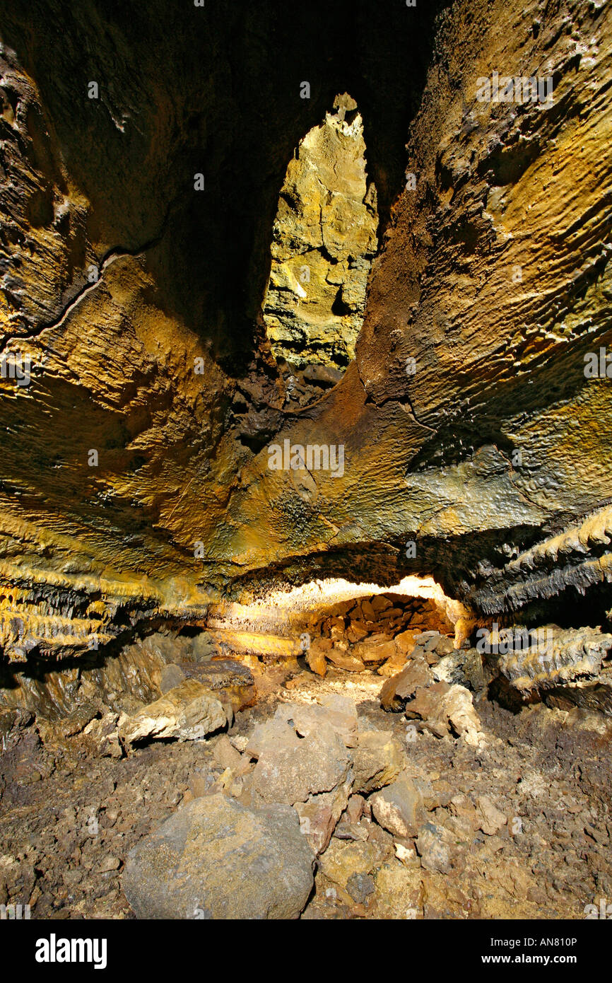 Gruta do Carvao grotte de lave de l'île de São Miguel Açores Portugal Banque D'Images