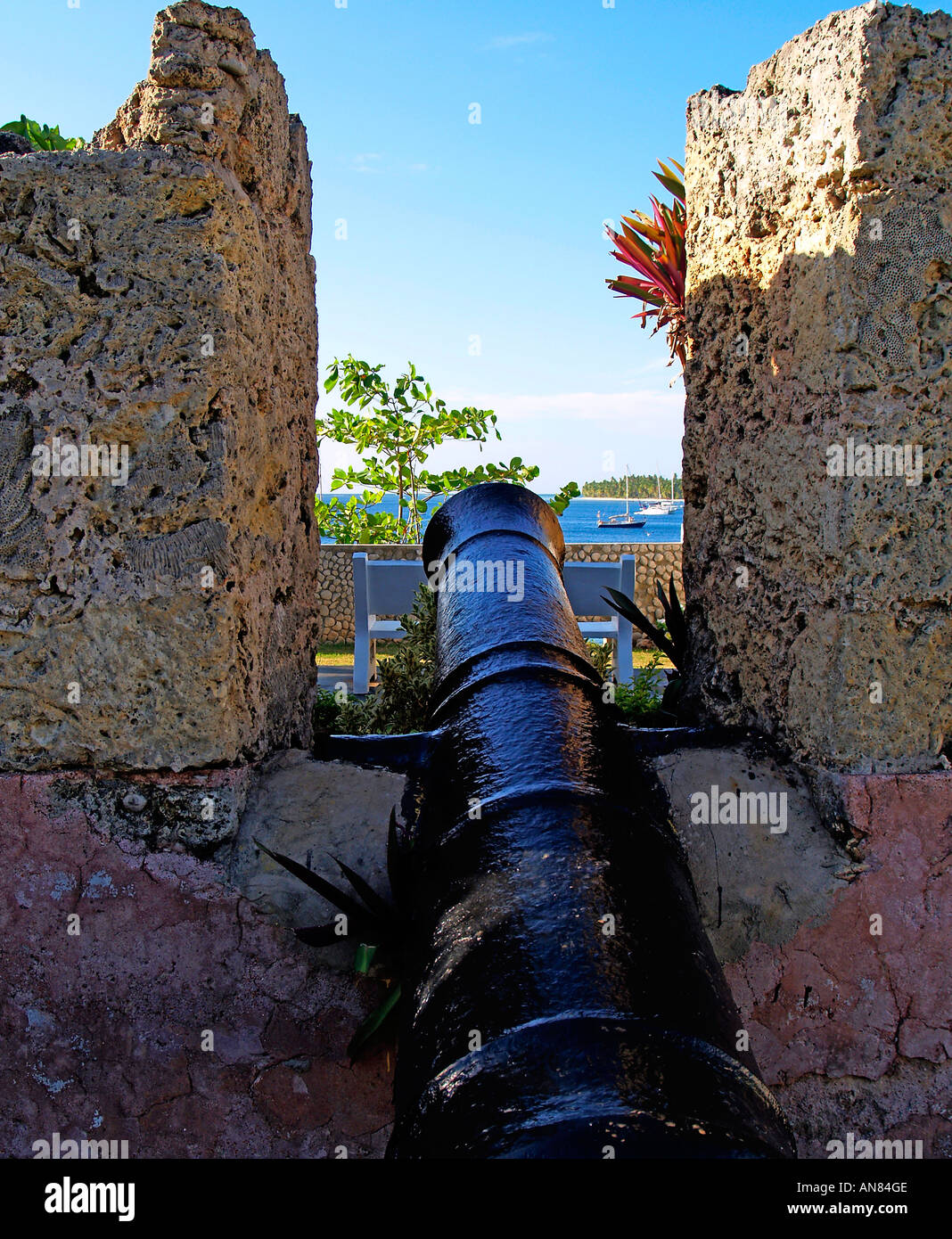 Cannon à Fort Milford Crown Point Tobago Banque D'Images