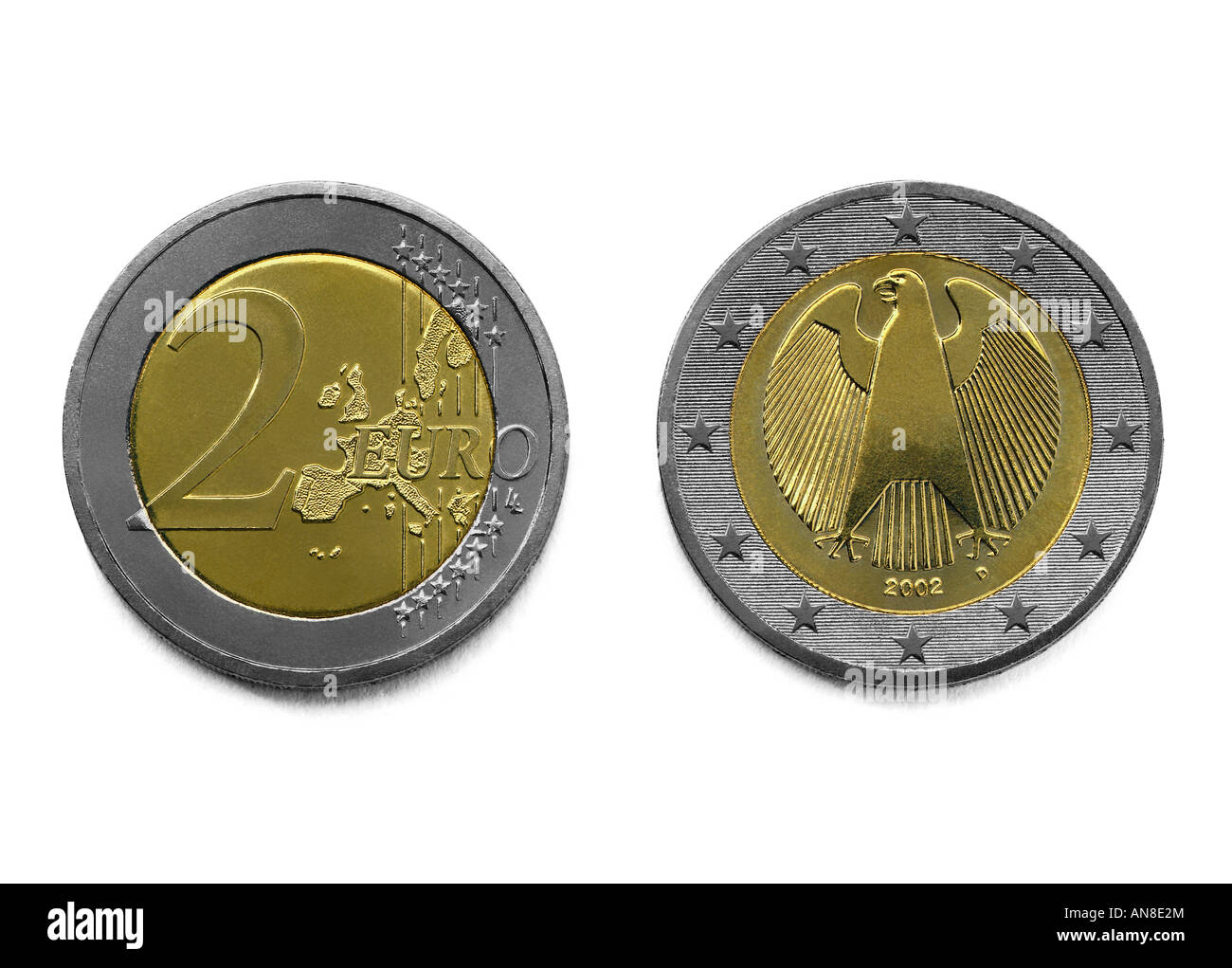 Deux Euros (avant et arrière) Banque D'Images
