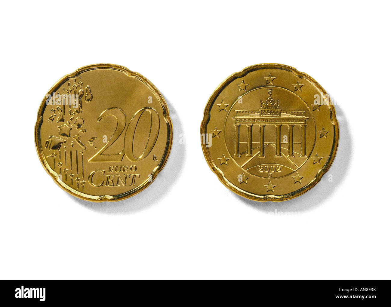 Vingt cents européens (avant et arrière) Banque D'Images