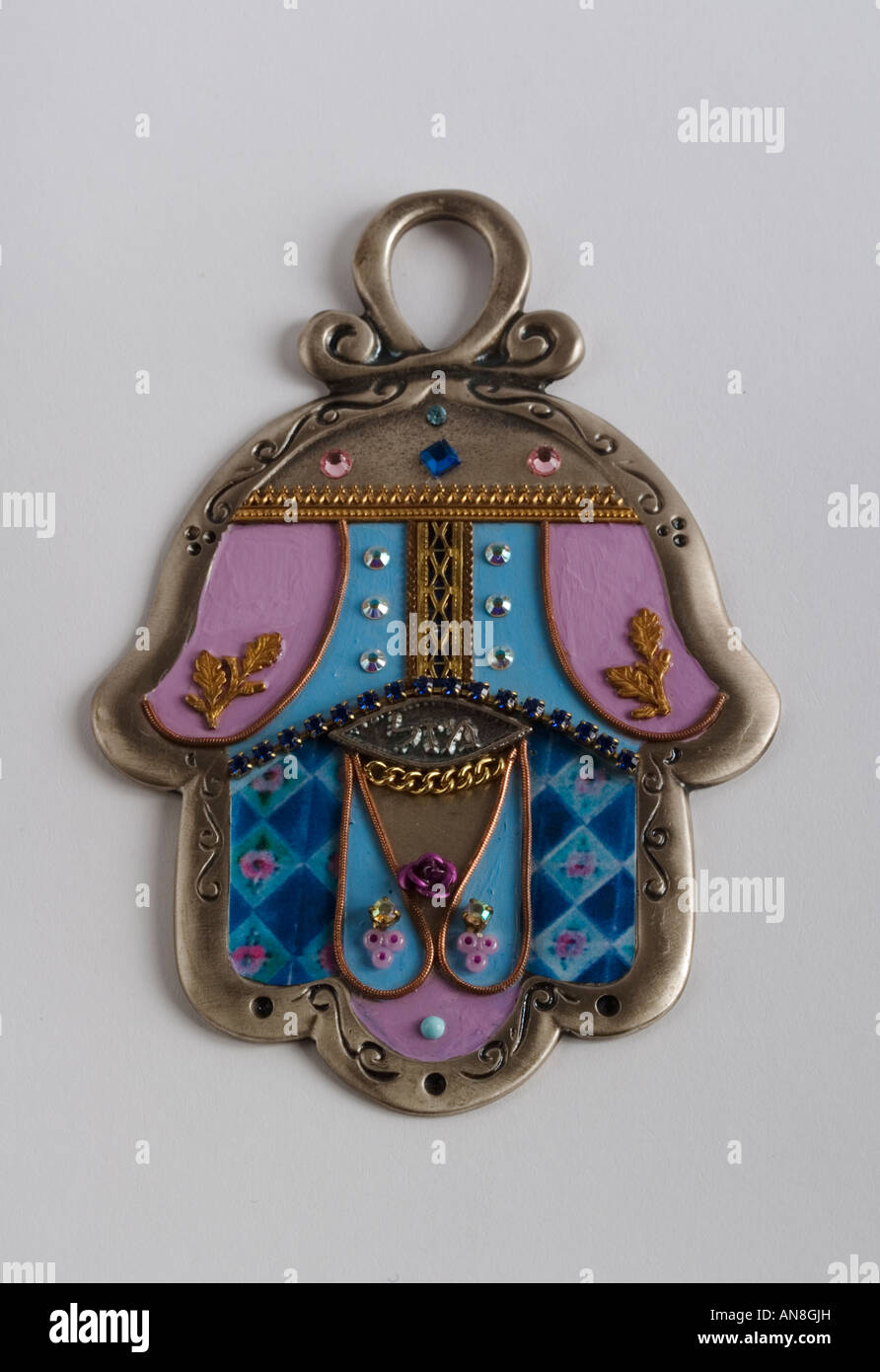 Portrait d'un Hamsa argent décoré Banque D'Images