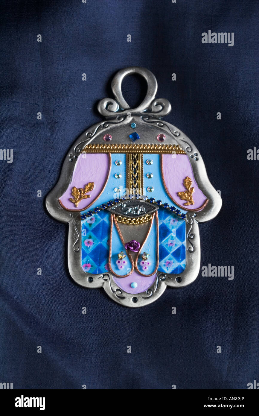 Portrait d'un Hamsa argent décoré Banque D'Images