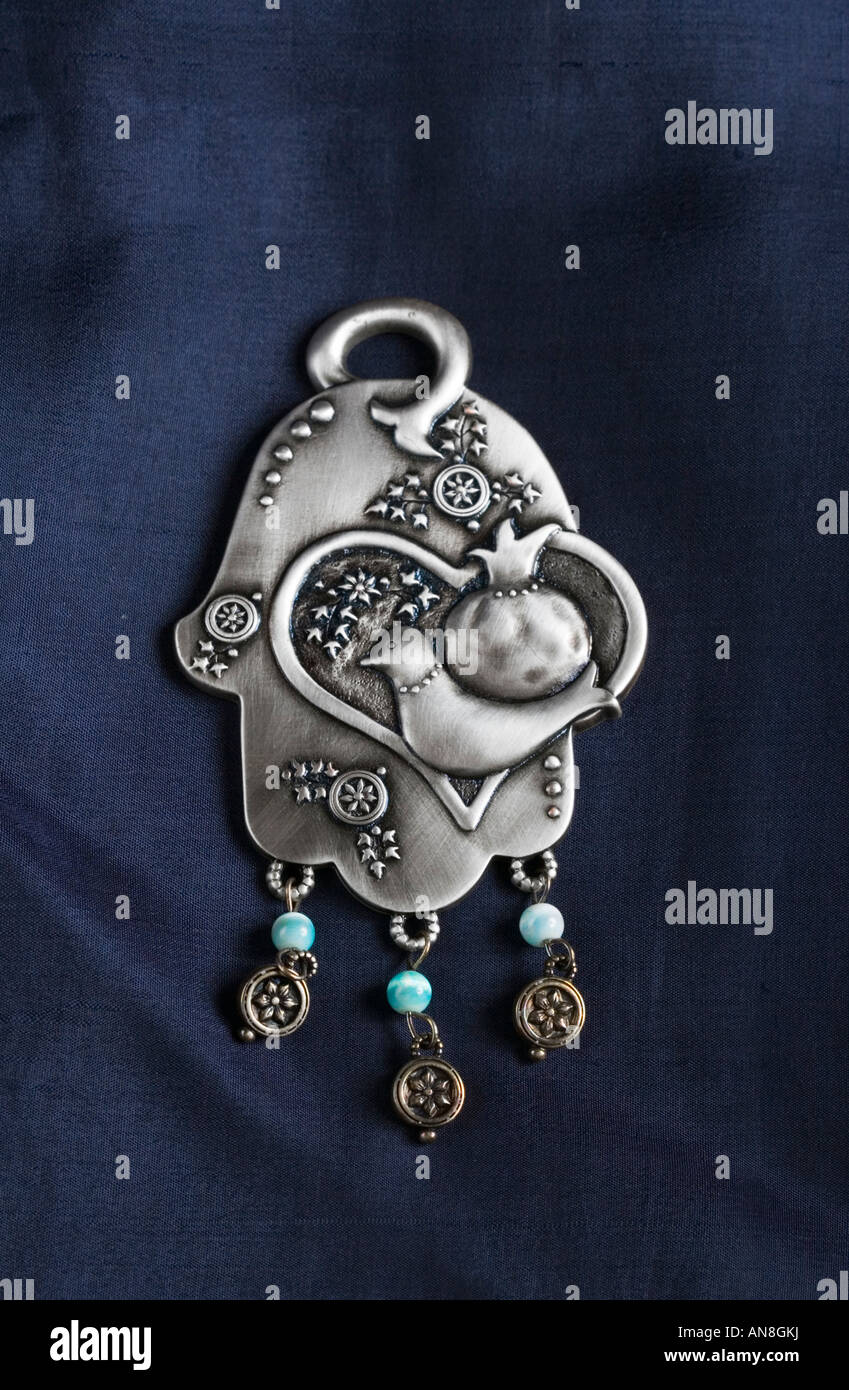 Portrait d'un Hamsa argent décoré Banque D'Images
