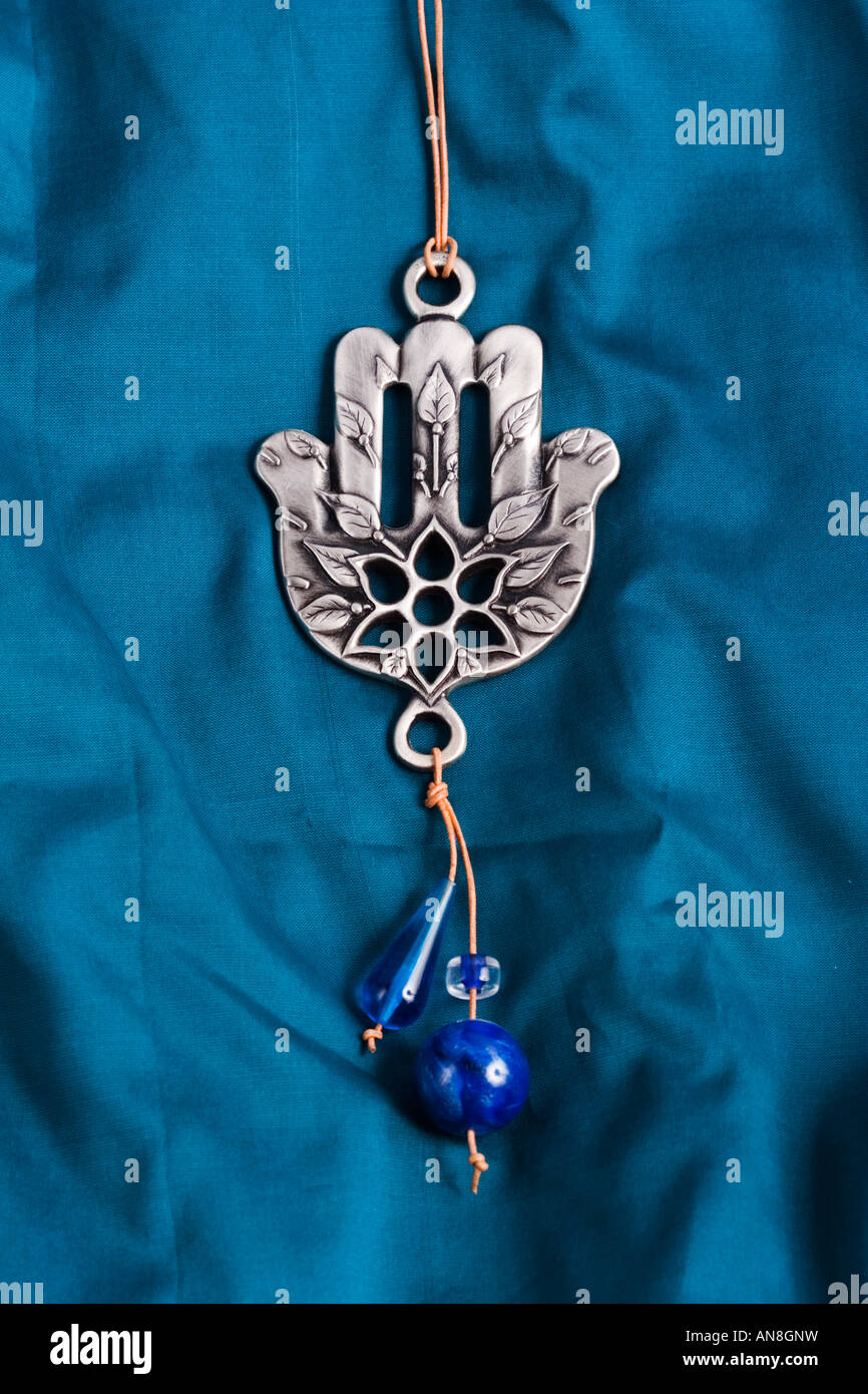 Portrait d'un Hamsa argent décoré Banque D'Images