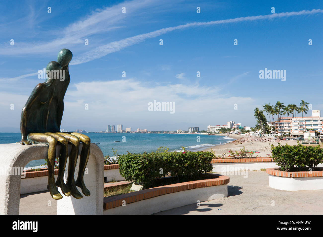 Statues de Malecon, vieille ville, Puerto Vallarta, Jalisco, Mexique Banque D'Images