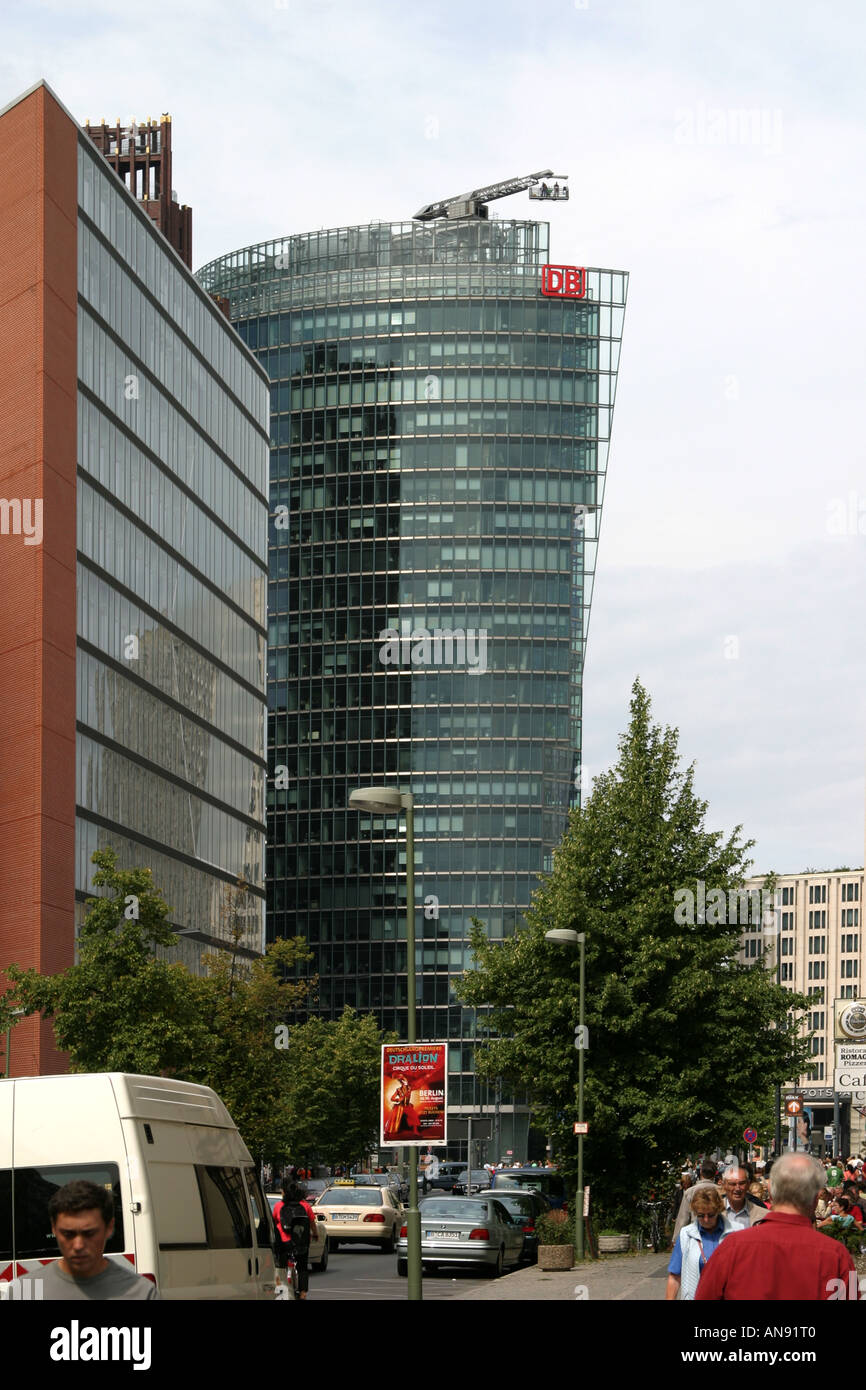 La Deutsche Bahn (chemins de fer allemands) siège DB Potsdamer Platz, Berlin, Europe Banque D'Images