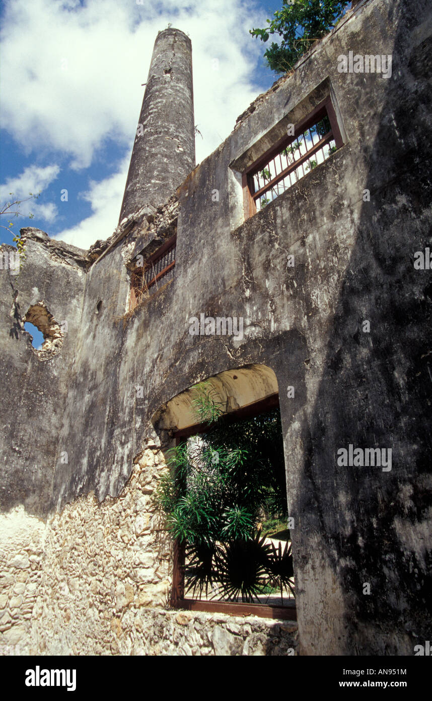 Ruines d'henequen processing services hacienda Uaymon, État de Campeche, Mexique Banque D'Images