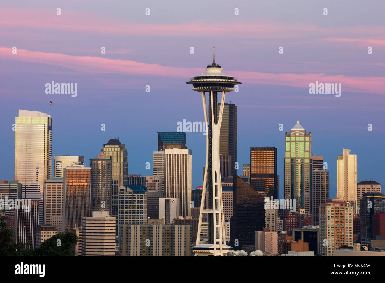 Coucher de soleil sur Seattle Banque D'Images