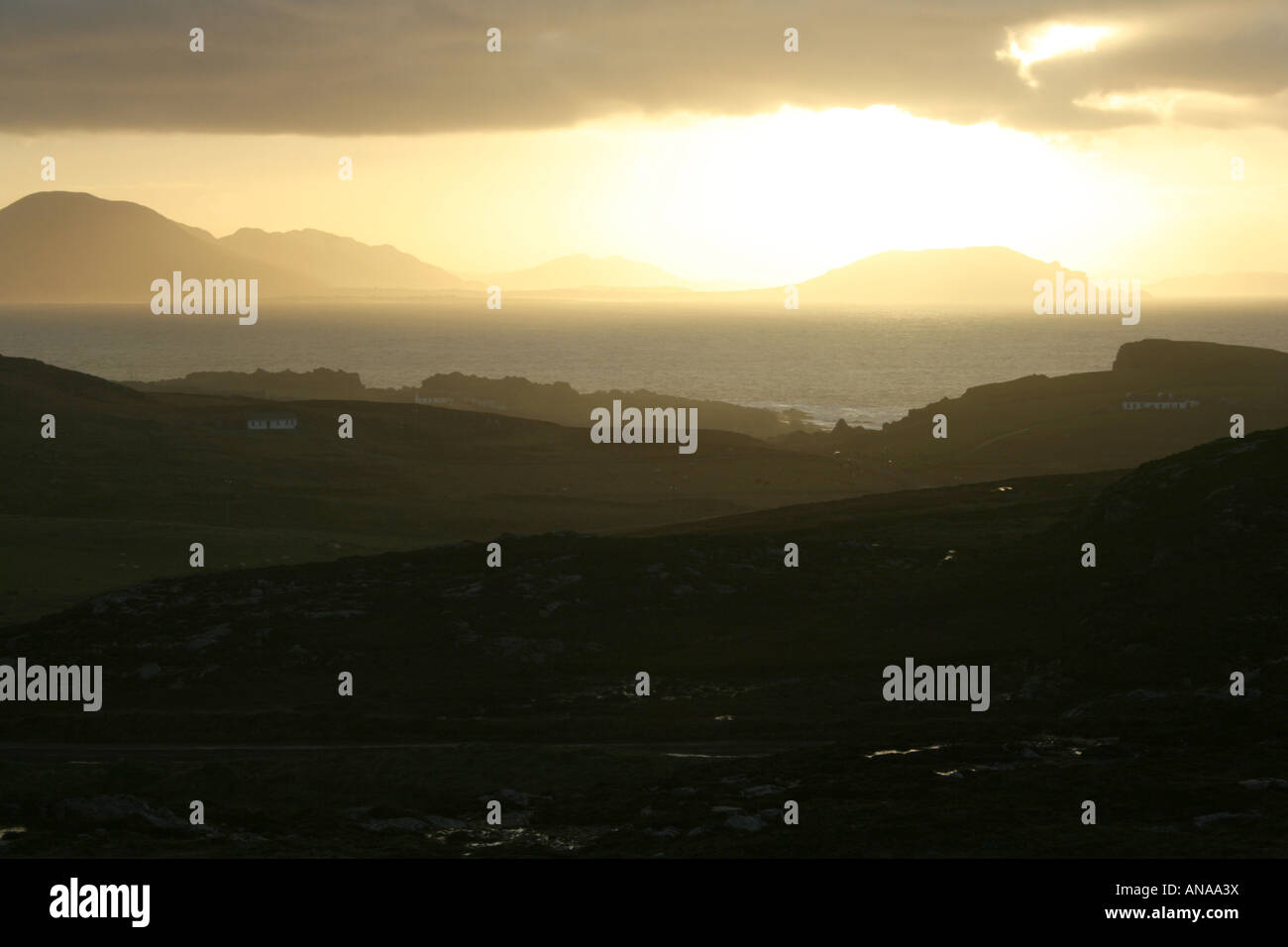 Un magnifique coucher de soleil à Malin Head, péninsule, Inishowen Donegal, Irlande Banque D'Images