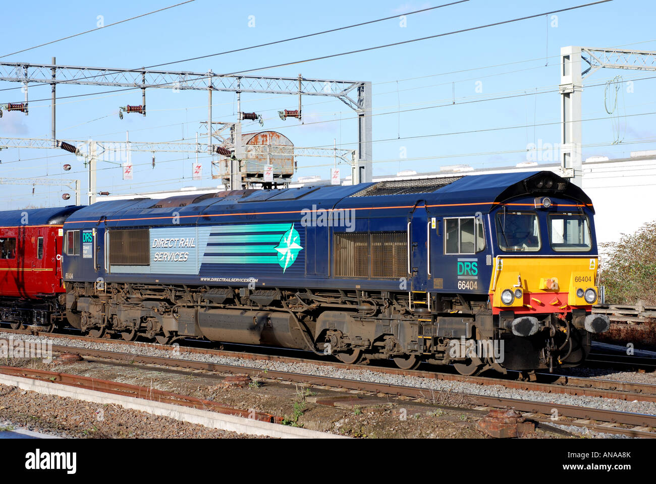 Classe 66 Services ferroviaire direct à la locomotive diesel Rugby, England, UK Banque D'Images