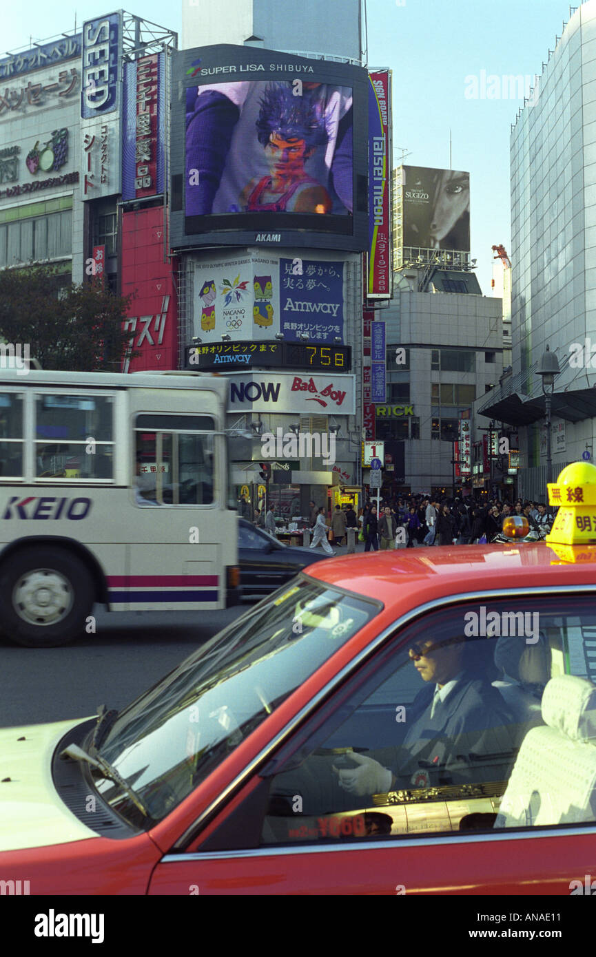 Taxi à Shibuya Tokyo Banque D'Images