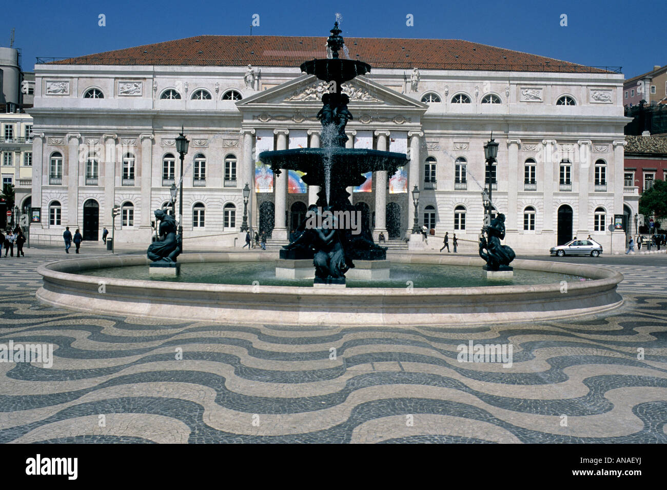 Teatro Nacional de Lisbonne Dona Maria II, situé dans la ville de zone Rossio Banque D'Images