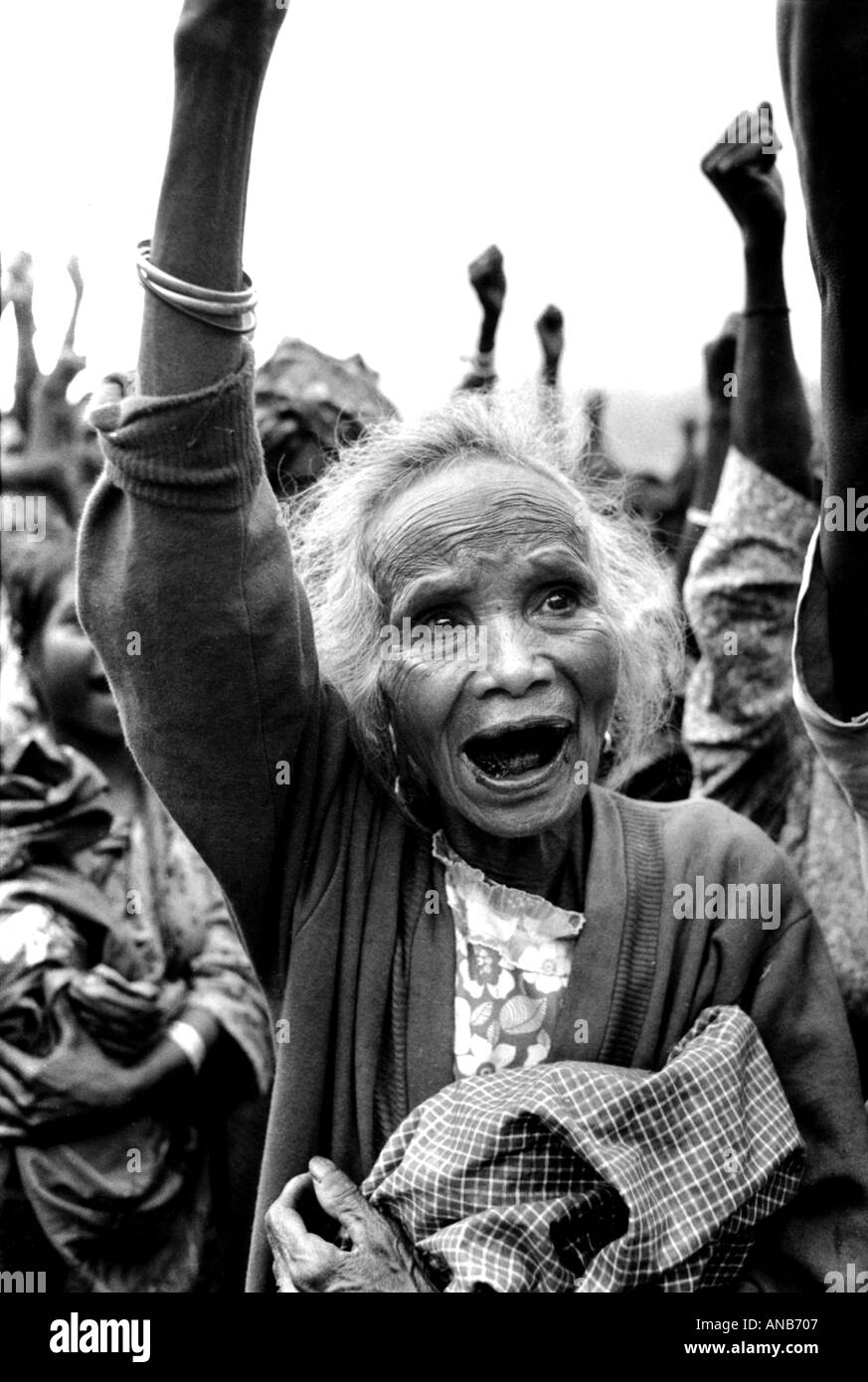 Manifestation pour soutenir le FRETILIN des combattants de la liberté contre l'infiltration de l'Indonésie invasion du Timor oriental 1975 Banque D'Images