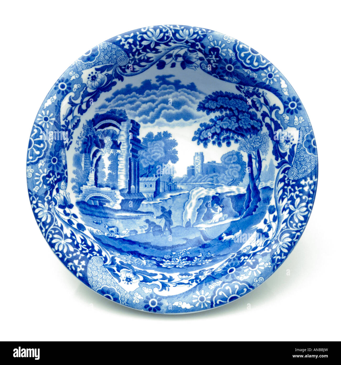 Copeland Spode Modèle plat bol poterie Willow Banque D'Images