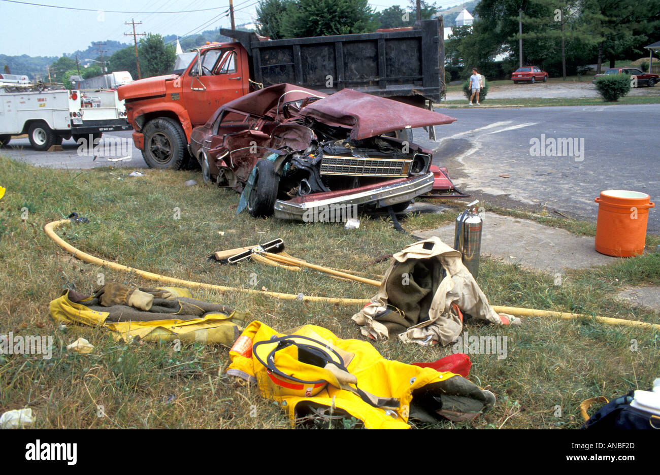 Auto automobile Accident de voiture tue deux personnes Banque D'Images