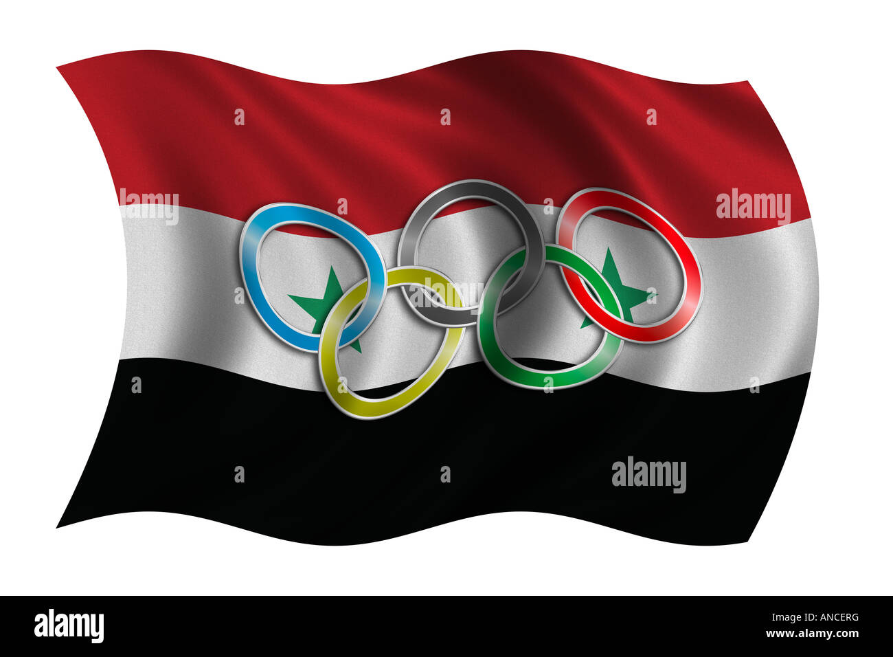 Drapeau de la Syrie avec symbole olympique Banque D'Images