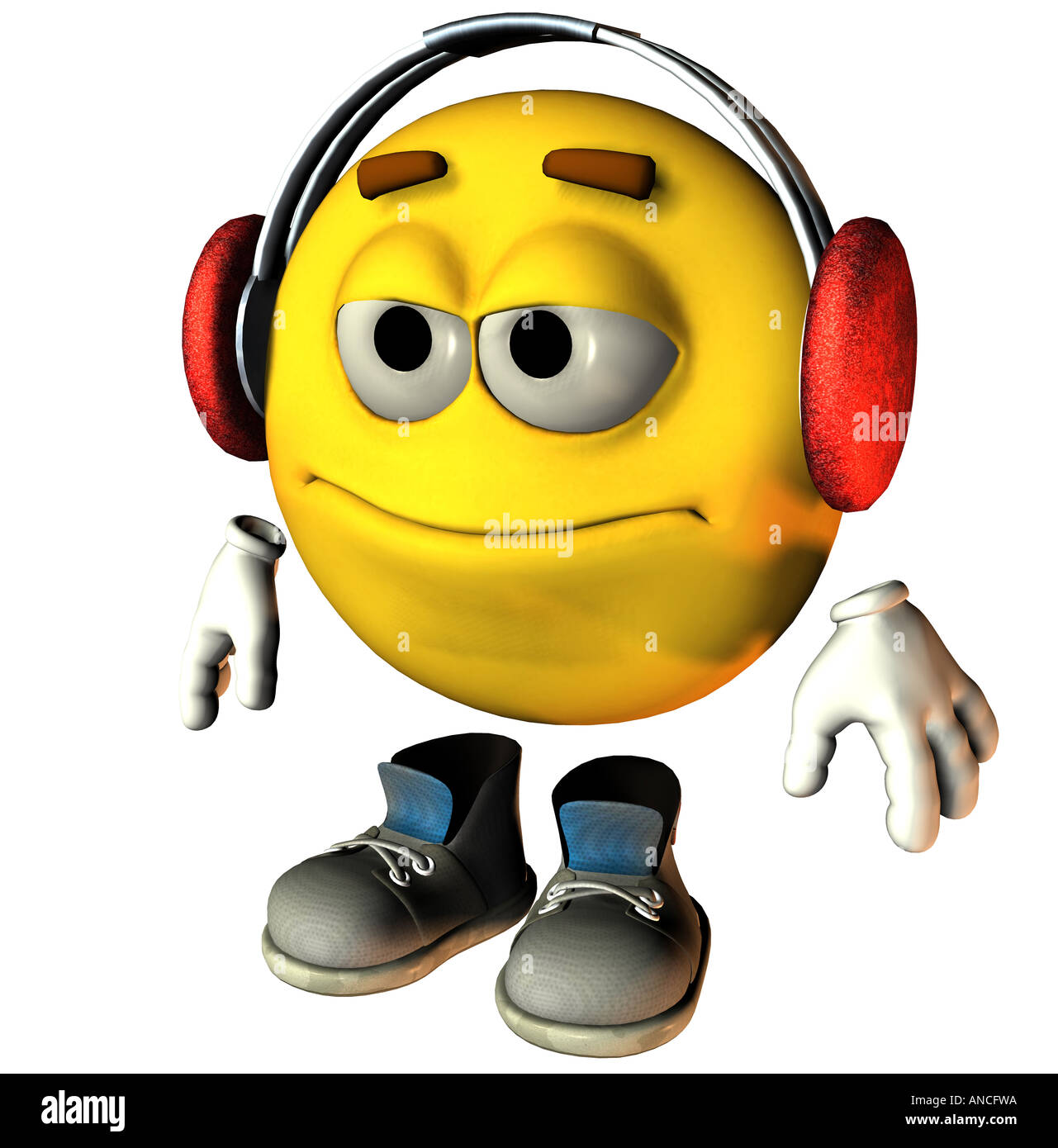 Smiley avec casque antibruit Banque D'Images