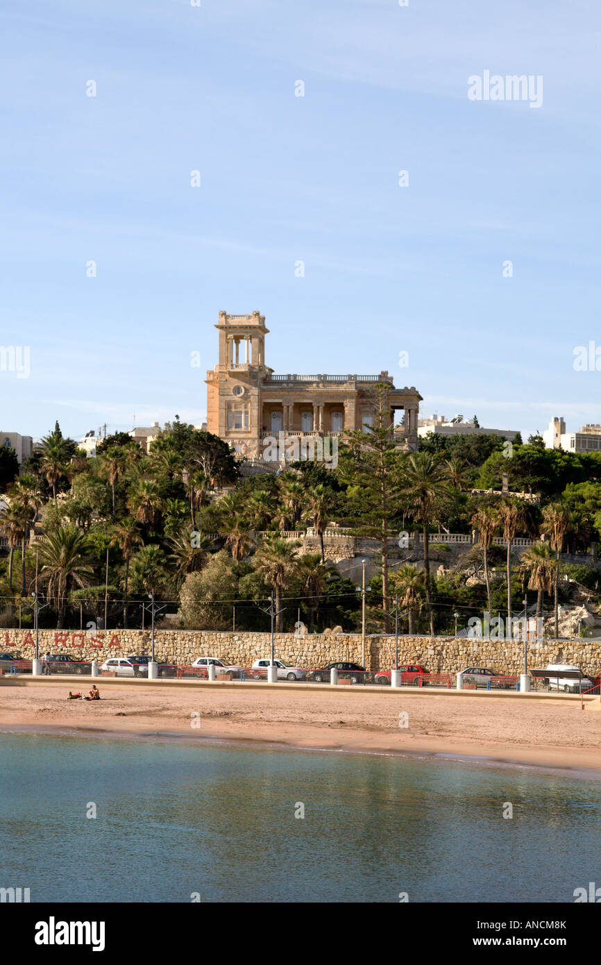 Vue sur St Georges Bay, Malte Banque D'Images