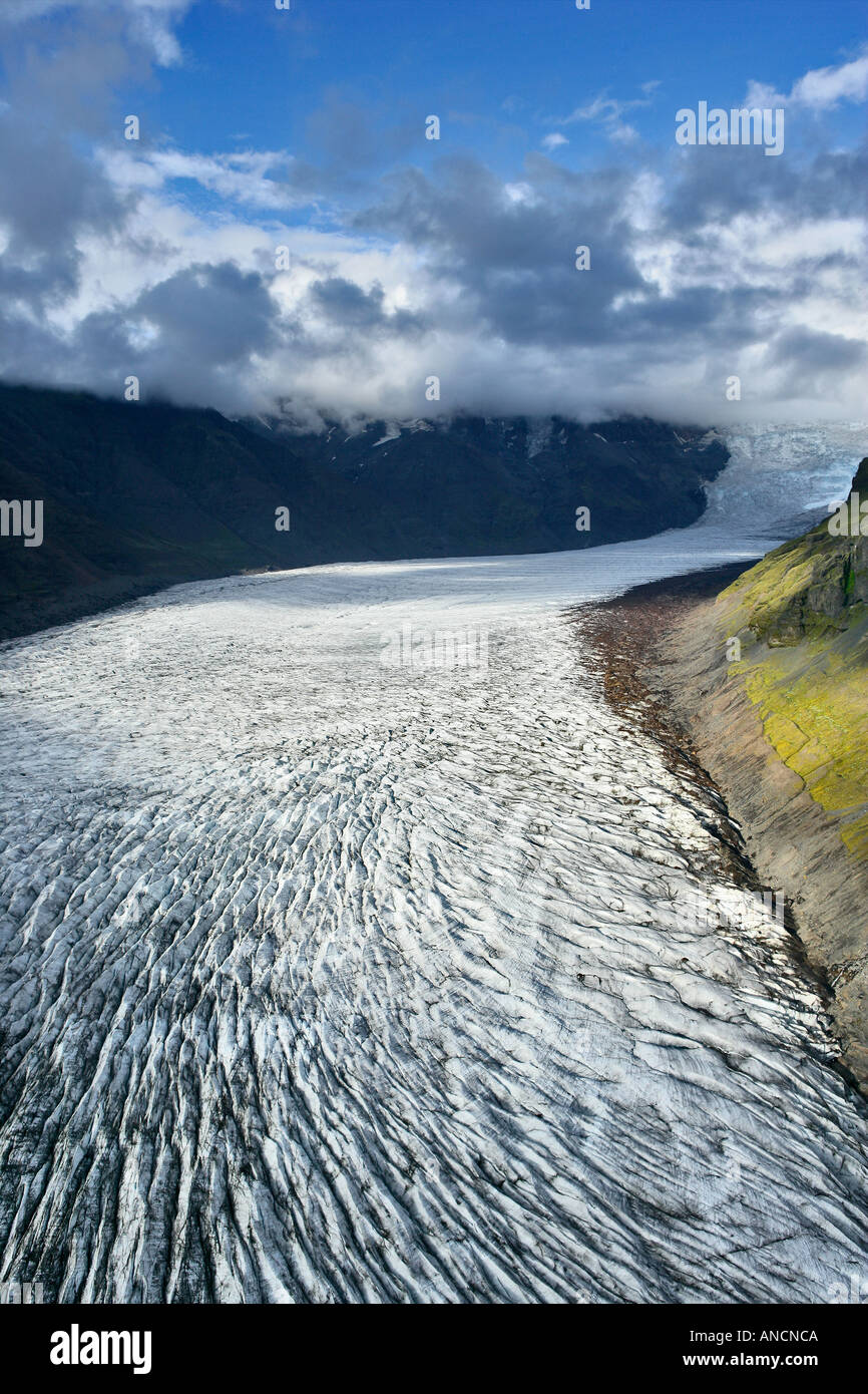 Skaftafellsjokull Langue du glacier de Vatnajokull Islande Banque D'Images