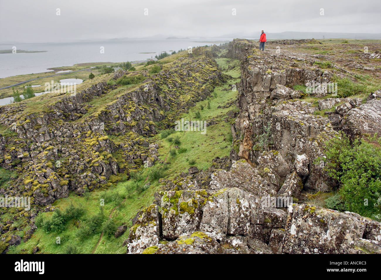 Zone de la Fissure de Thingvellir Islande réunion de la plaque nord-américaine l'Euro La plaque asiatique Site patrimoine mondial de l'UNESCO Banque D'Images