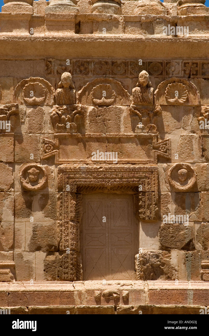 À mi-chemin entre Garian et Wadi El Hammam, de Tripolitaine, en Libye. Mausolée d'Es-Senama, romaine, au iiie siècle avant J.C. Banque D'Images