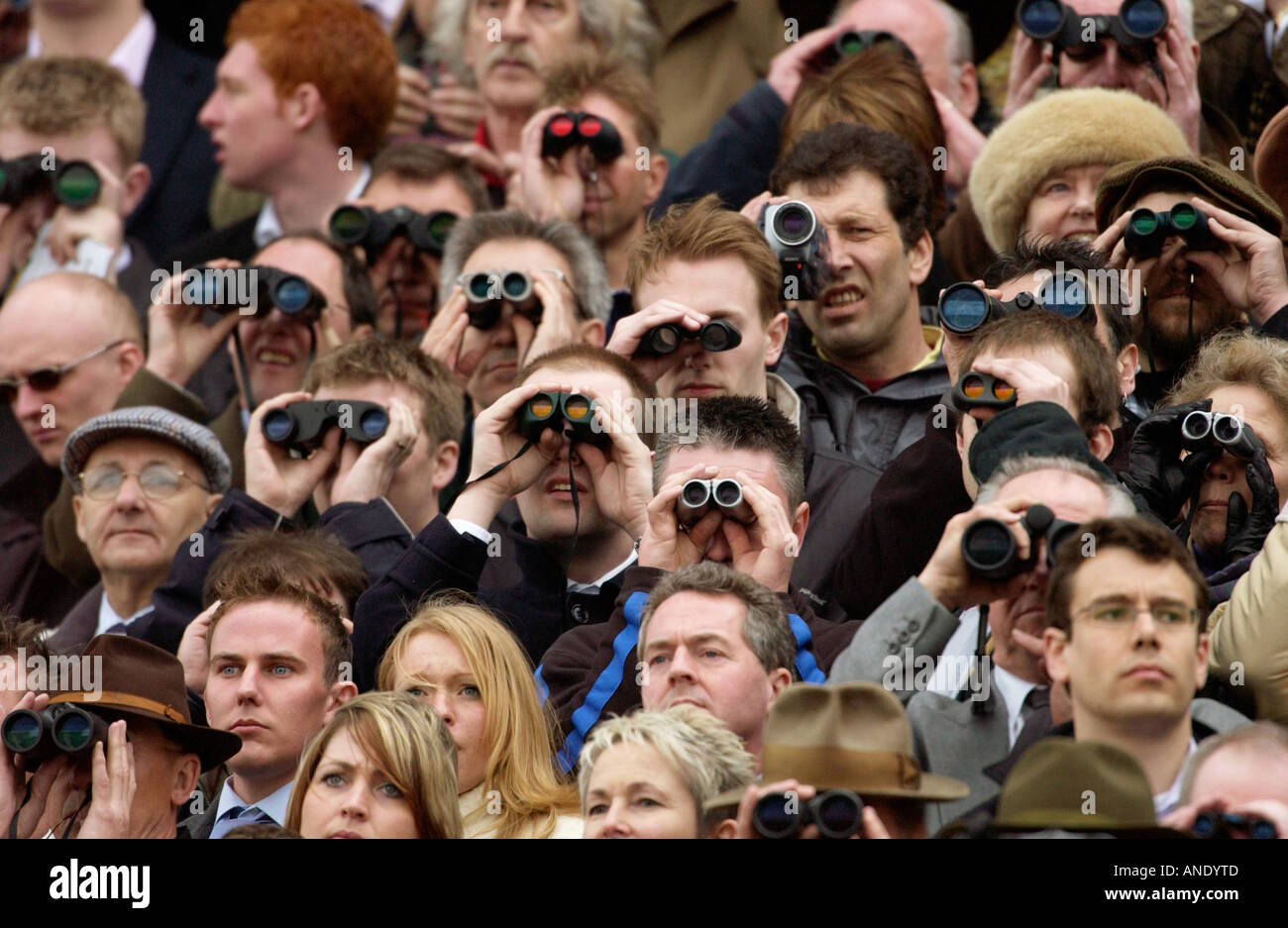 Les spectateurs de la course de Cheltenham GLOUCESTERSHIRE Royaume Uni Banque D'Images