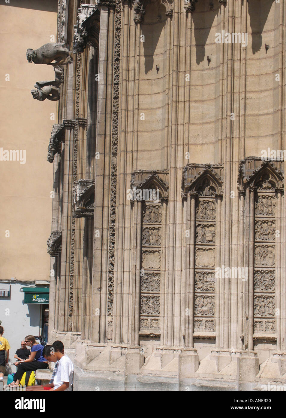 Animaux incroyables debout à la paroi de l'un des merveilleux ancienne église Lyon FR Banque D'Images