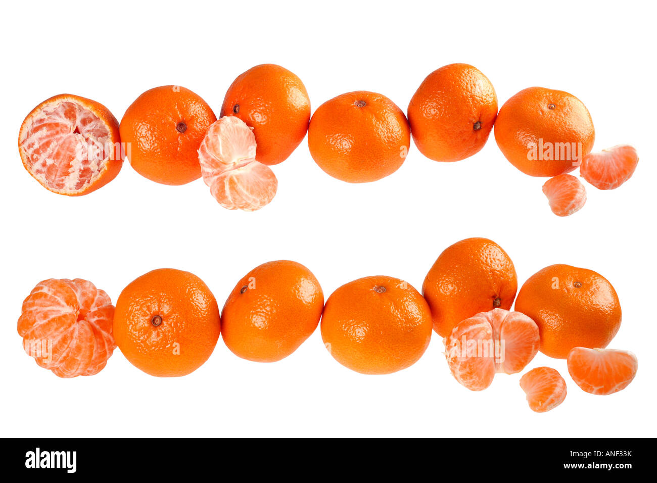 La mandarine fruits sur fond blanc Vue détaillée Banque D'Images