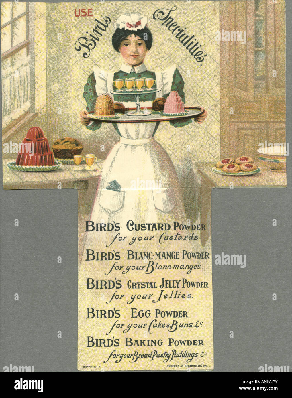 Produits d'oiseau annonce vers 1885 Banque D'Images