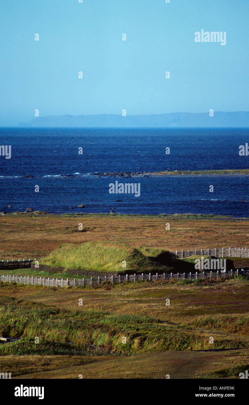 L'Anse aux Meadows National Historic Site, Site du patrimoine mondial de l'UNESCO, Terre-Neuve et Labrador, Canada Banque D'Images