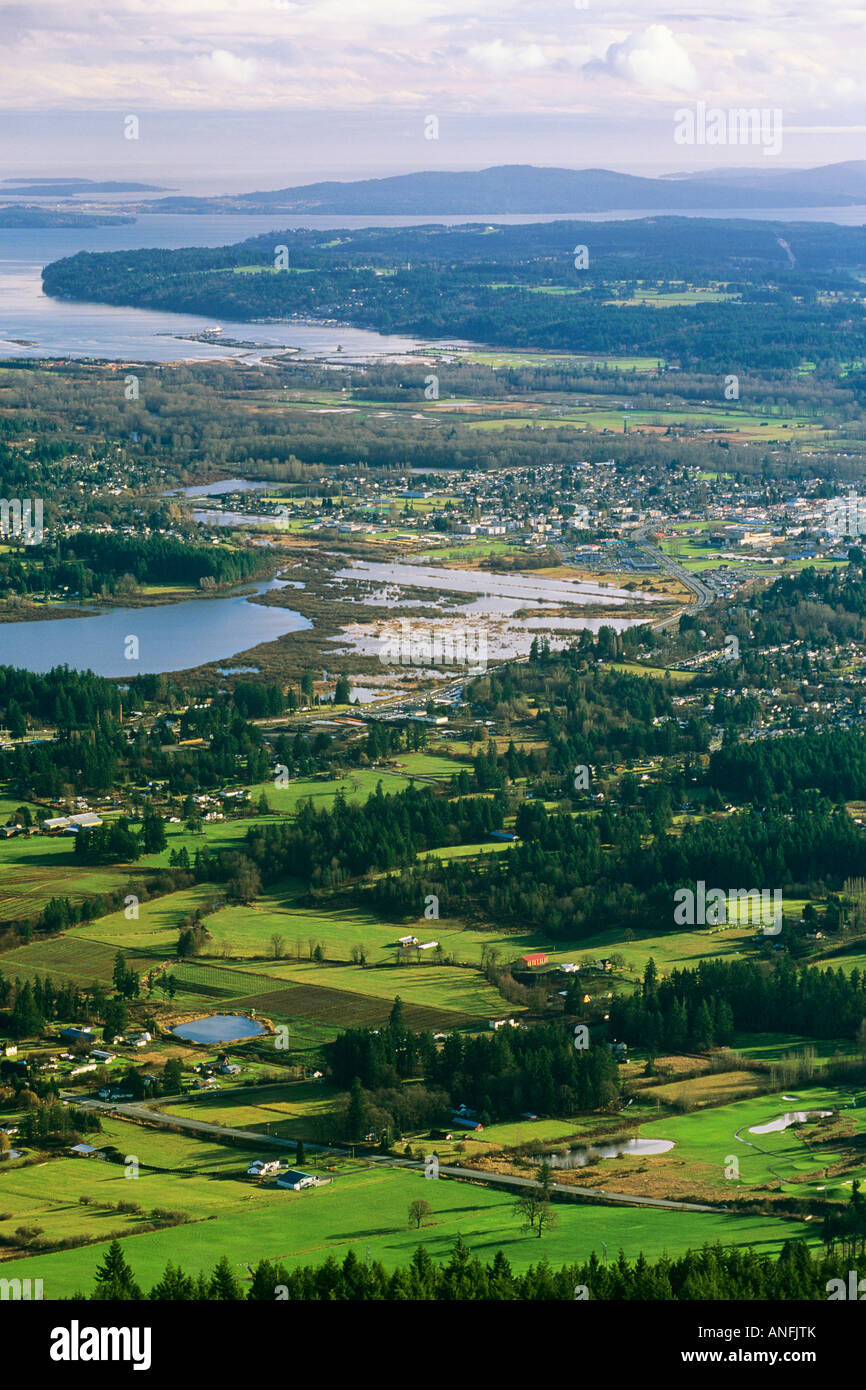 Cowichan Valley du Mont Prevost, l'île de Vancouver, Colombie-Britannique, Canada. Banque D'Images