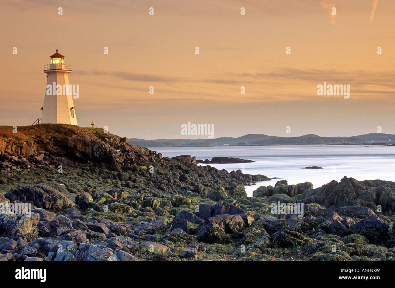 Green's Point phare, Nouveau Brunswick, Canada. Banque D'Images