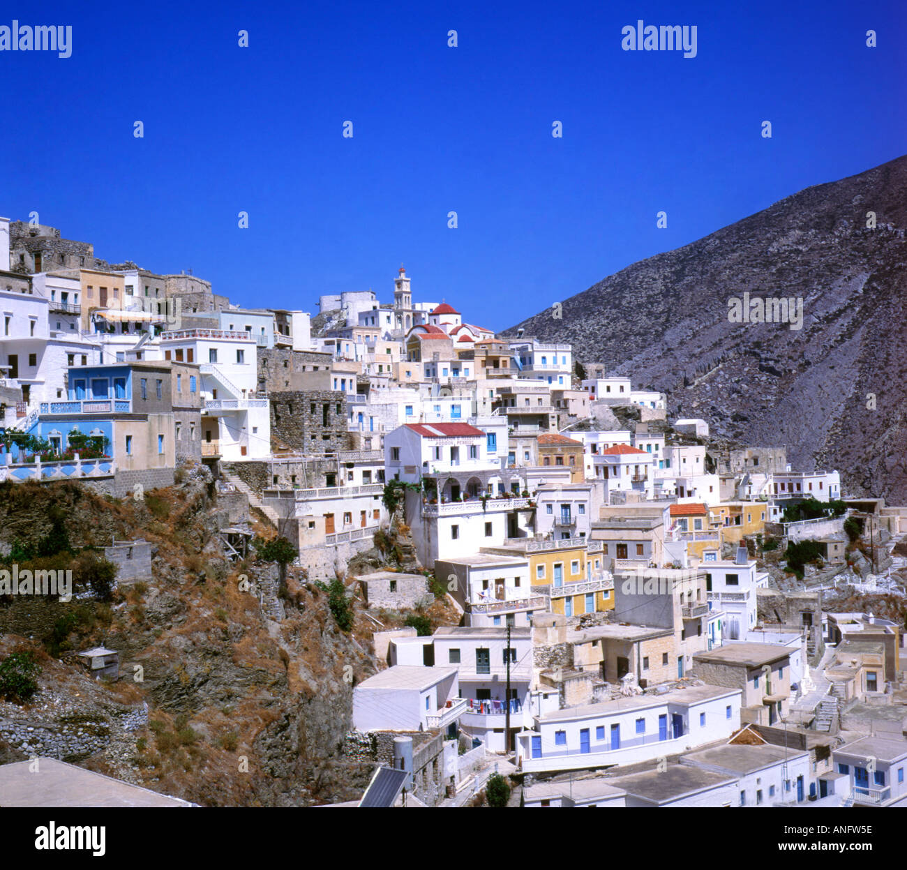 Olymbos Olympos Village de Montagne de l'île de Karpathos Dodécanèse grec Grèce UE Union Européenne Europe Banque D'Images