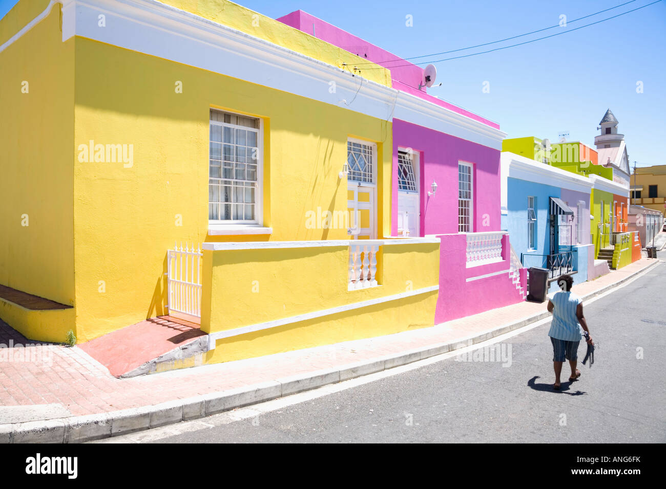 Maisons multicolores dans le Bo Kaap district de Cape Town Afrique du Sud Banque D'Images