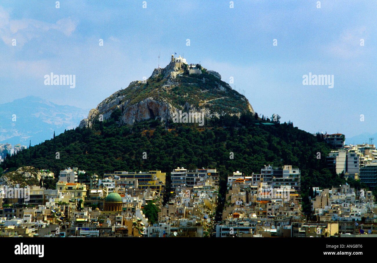 Vue d'Athènes Grèce Lykavittos Hill Banque D'Images