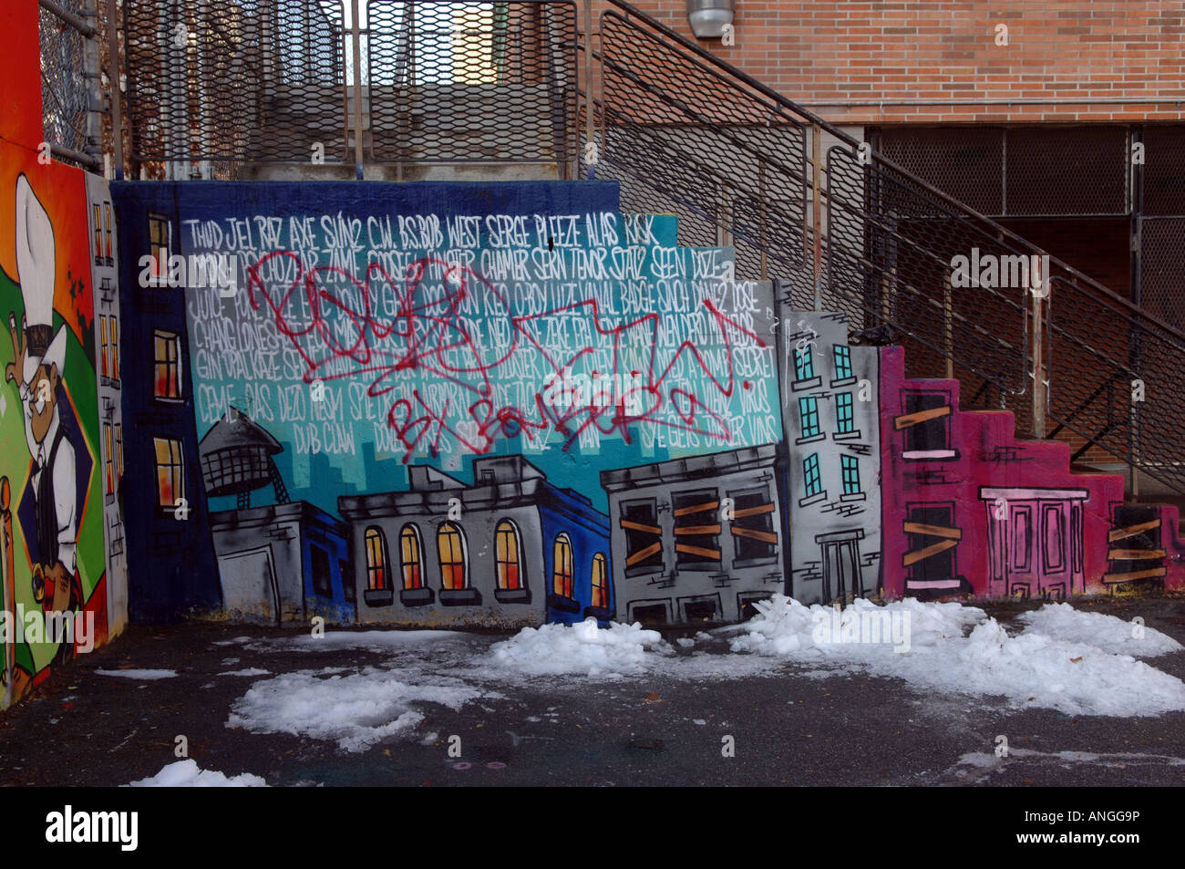 Mur de la renommée de graffiti dans la région de East Harlem à New York Banque D'Images